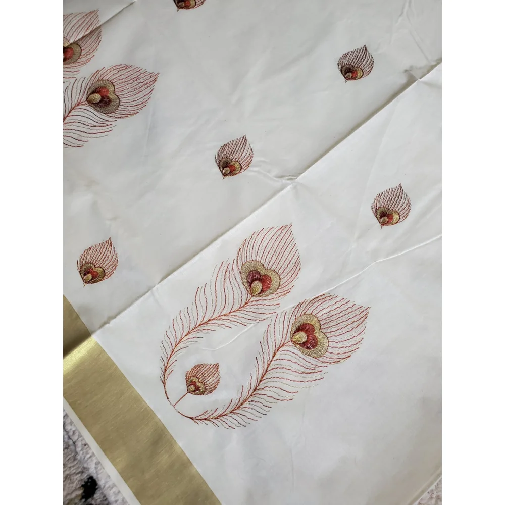 New Pure Kasavu Cotton Saree W Running Bp Traditional Party Festive Wedding - Picture 8 of 8